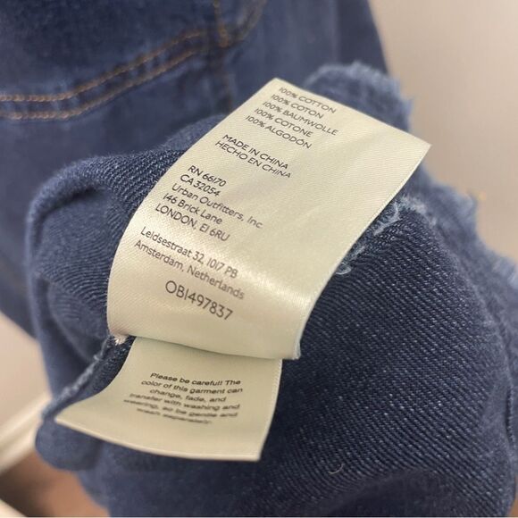 Anthropologie Pilcro Dark Blue Denim Ruffle Sleeve Maxi Midi Dress, 14. buttons - Picture 16 of 16